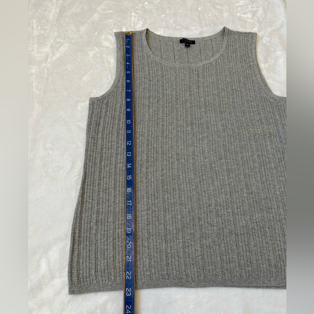 Talbots Silver Gray Ribbed Knit Shell Top | Size L - Picture 9 of 9